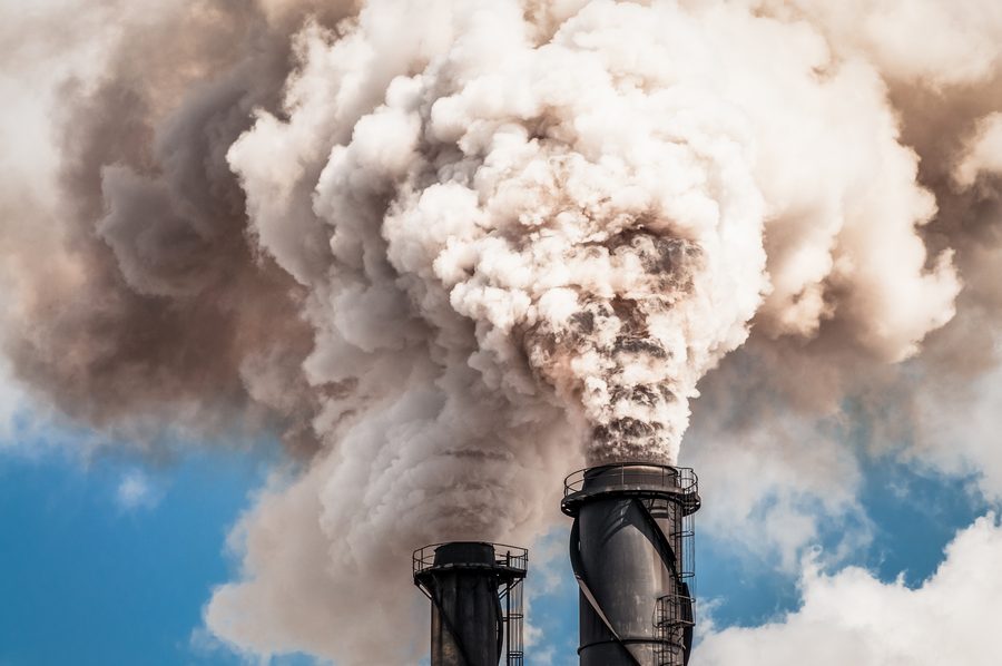 Industrial cement factory chimneys